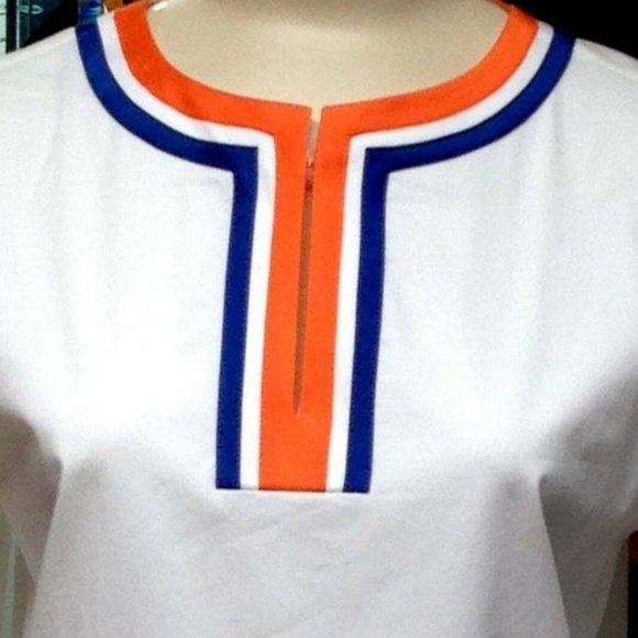 NEW St. John Petite Blouse Tunic White Cotton Top 2 4 - Picture 2 of 5